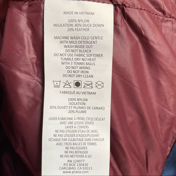 Prana Hellebore Down Puffer Vest Nocturnal Colorblock Size XL - Picture 4 of 7